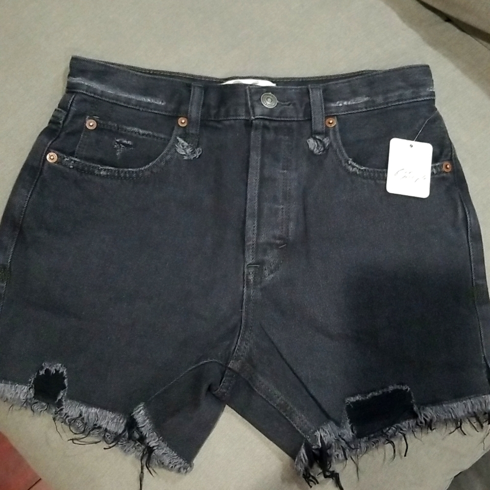 Free People distressed cut off denim shorts size 27 black